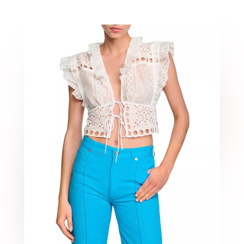 Sandro Ruffled Crop Top